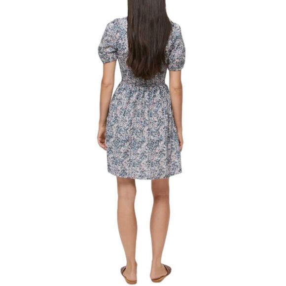 MICHAEL STARS Jude Puff-sleeve Mini Dress Admiral Floral - Large Petite - NWT - Picture 2 of 10